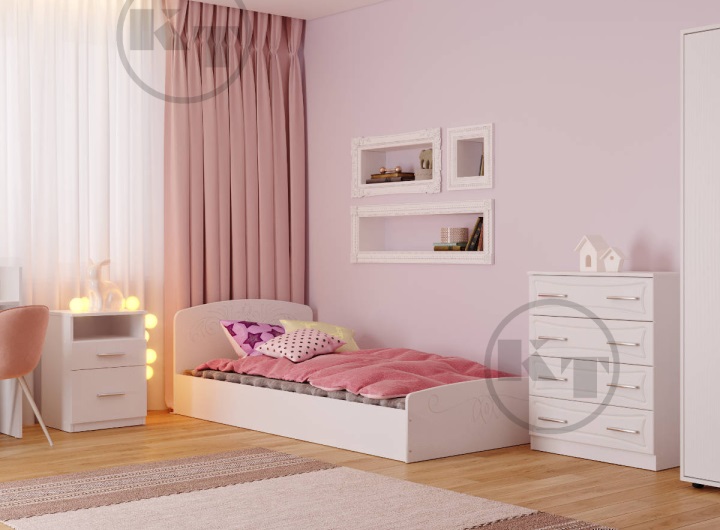 кровать Нежность-90 Нимфея альба, кровать Нежность-90 фото, белая кровать 90см, кровать Нежность-90 Киев,